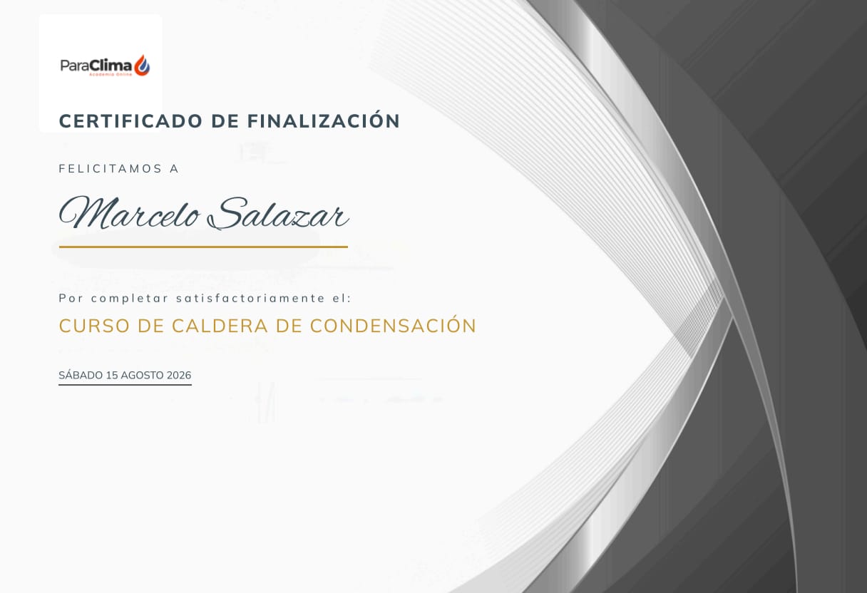 Certificado curso de caldera de condensación de Marcelo Salazar
